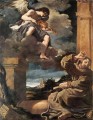 St Francis with an Angel Playing Violin Baroque Guercino